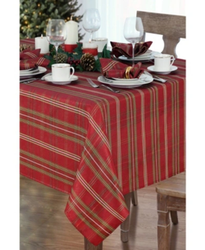 Elrene Shimmering Plaid Tablecloth In Red