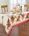 Elrene Red And White Poinsettias Tablecloth In Multi