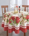 Elrene Red And White Poinsettias Tablecloth In Multi