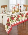 ELRENE RED AND WHITE POINSETTIAS TABLECLOTH