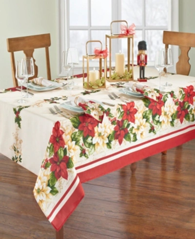 Elrene Red And White Poinsettias Tablecloth In Multi