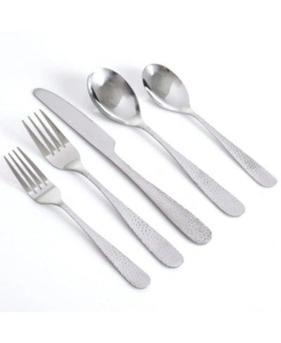 Gibson Home Hammered 46 Piece Flatware Set With Wire Caddy In Silver-tone