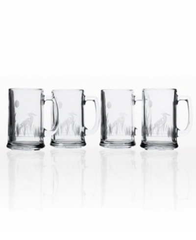 Rolf Glass Heron Beer Mug 16oz- Set Of 4 Glasses