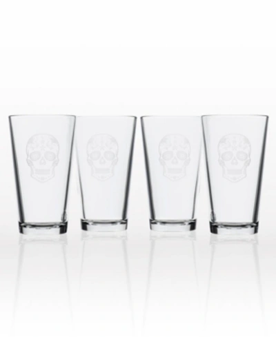 Rolf Glass Sugar Skull Pint Glass 16oz - Set Of 4 Glasses In No Color