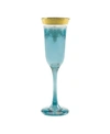 LORREN HOME TRENDS BLUE FLUTES WITH A GOLD BAND, SET OF 6