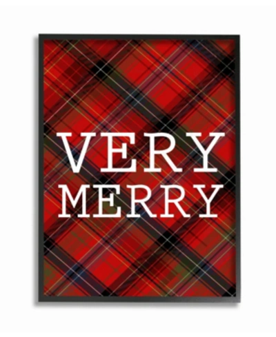 Stupell Industries Very Merry Christmas Tartan Framed Giclee Art, 11" X 14" In Multi