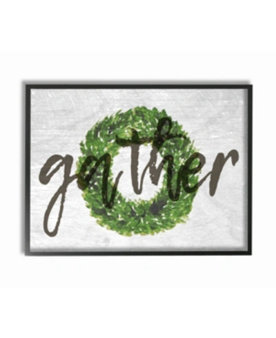 Stupell Industries Gather Boxwood Wreath Typography Framed Giclee Art, 11" X 14" In Multi