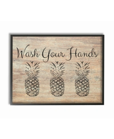 Stupell Industries Wash Your Hands Pineapple Framed Giclee Art, 11" X 14" In Multi