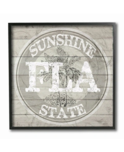 Stupell Industries Florida Sunside State Medallion Framed Giclee Art, 12" X 12" In Multi