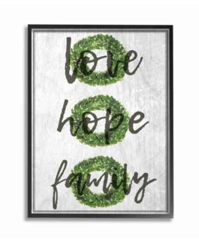Stupell Industries Love Hope Family Boxwood Wreath Framed Giclee Art, 16" X 20" In Multi