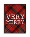 Stupell Industries Very Merry Christmas Tartan Framed Giclee Art, 16" X 20" In Multi