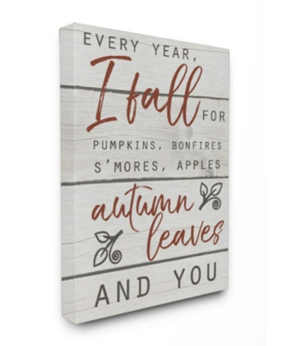 Stupell Industries Every Year I Fall For You Red And Gray Typography Canvas Wall Art, 24" X 30" In Multi