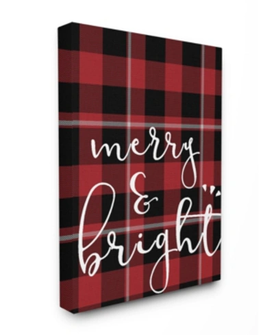 Stupell Industries Merry And Bright Plaid Typography Canvas Wall Art, 24" X 30" In Multi