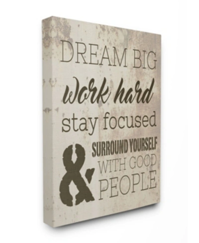 Stupell Industries Dream Big Work Hard Canvas Wall Art, 30" X 40" In Multi