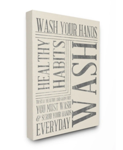 Stupell Industries Home Decor Wash Your Hands Typography Bathroom Canvas Wall Art, 30" X 40" In Multi