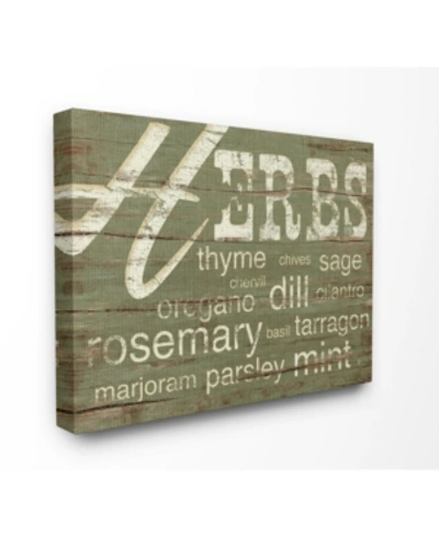 Stupell Industries Home Decor Herbs And Words Green Kitchen Canvas Wall Art, 30" X 40" In Multi