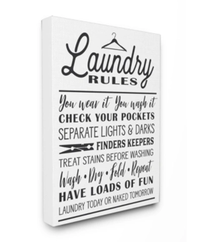 Stupell Industries Laundry Rules With Hanger Typography Canvas Wall Art, 30" X 40" In Multi