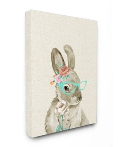 Stupell Industries Woodland Bunny With Cat Eye Glasses Canvas Wall Art, 30" X 40" In Multi
