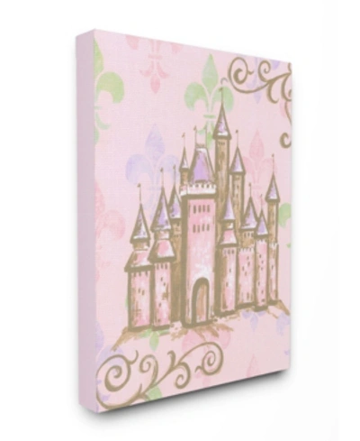 Stupell Industries The Kids Room Castle With Fleur De Lis On Pink Background Canvas Wall Art, 30" X 40" In Multi