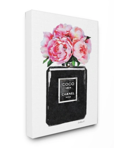 Stupell Industries Glam Perfume Bottle Flower Black Peony Pink Canvas Wall Art, 30" X 40" In Multi
