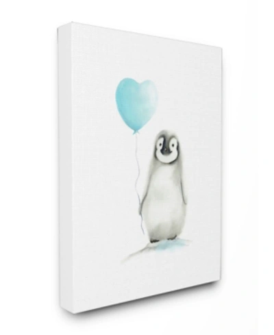 Stupell Industries Baby Penguin With Blue Balloon Canvas Wall Art, 30" X 40" In Multi