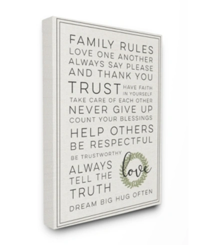 Stupell Industries Family Rules Love Dream Often Canvas Wall Art, 30" X 40" In Multi