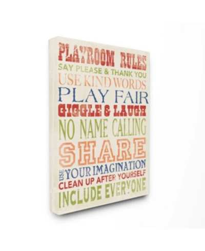 Stupell Industries The Kids Room Playroom Rules In Four Colors Canvas Wall Art, 30" X 40" In Multi