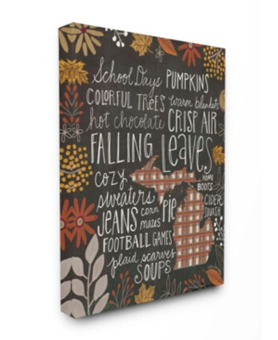 Stupell Industries Michigan Fall Typography Canvas Wall Art, 30" X 40" In Multi
