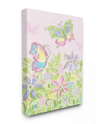 Stupell Industries The Kids Room Pastel Butterflies And Flowers Canvas Wall Art, 30" X 40" In Multi