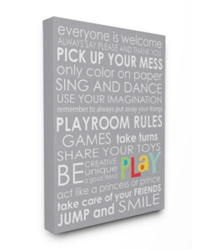 Stupell Industries Home Decor Everyone Is Welcome Playroom Rules On Gray Canvas Wall Art, 30" X 40" In Multi
