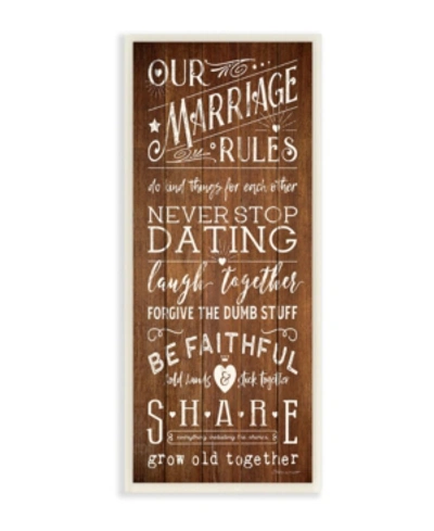 Stupell Industries Our Marriage Rules Wall Plaque Art, 7" X 17" In Multi