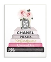 STUPELL INDUSTRIES BOOK STACK FASHION CANDLE PINK ROSE WALL PLAQUE ART, 10" X 15"
