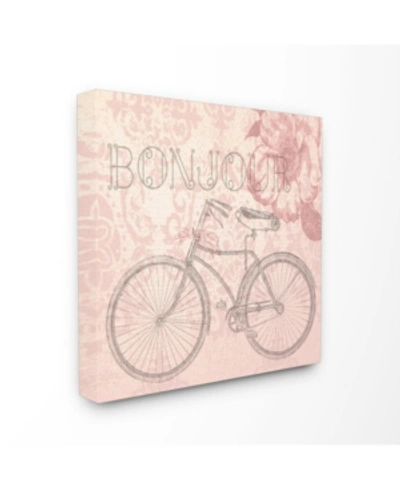 Stupell Industries Bonjour Vintage-inspired Bicycle Paris Canvas Wall Art, 24" X 24" In Multi