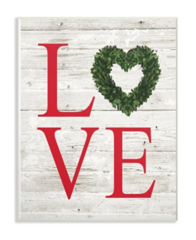 Stupell Industries Love Wreath Planked Wall Plaque Art, 12.5" X 18.5" In Multi