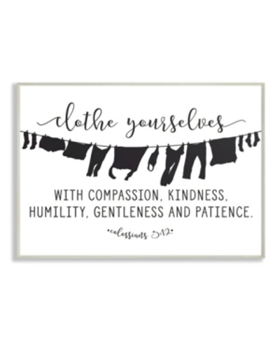 Stupell Industries Clothe Yourselves With Compassion Clothesline Wall Plaque Art, 12.5" X 18.5" In Multi