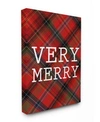 STUPELL INDUSTRIES VERY MERRY CHRISTMAS TARTAN CANVAS WALL ART, 16" X 20"