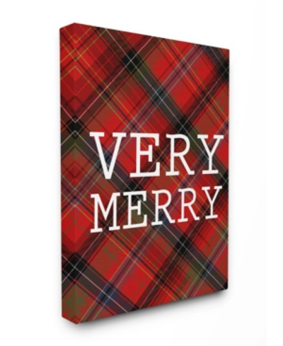 Stupell Industries Very Merry Christmas Tartan Canvas Wall Art, 16" X 20" In Multi