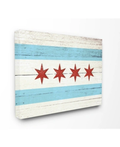 Stupell Industries Chicago Flag Distressed Wood Look Canvas Wall Art, 16" X 20" In Multi