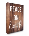 STUPELL INDUSTRIES PEACE ON EARTH DISTRESSED WOOD TYPOGRAPHY CANVAS WALL ART, 16" X 20"