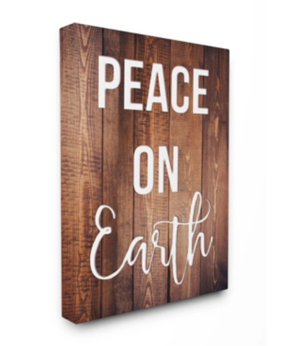 Stupell Industries Peace On Earth Distressed Wood Typography Canvas Wall Art, 16" X 20" In Multi