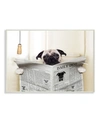 Stupell Industries Pug Reading Newspaper In Bathroom Wall Plaque Art, 10" X 15" In Multi