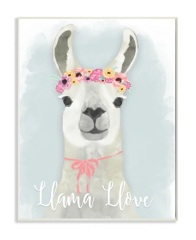 Stupell Industries Llama Love Pink Flower Tiara Wall Plaque Art, 12.5" X 18.5" In Multi
