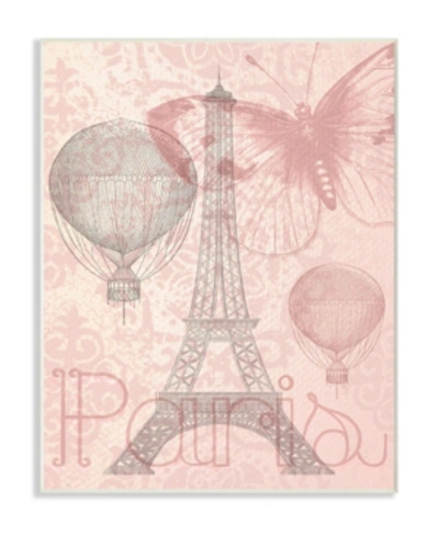 Stupell Industries Eiffel Tower Hot Air Balloon Paris Wall Plaque Art, 10" X 15" In Multi