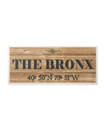 Stupell Industries Plank City Coordinates The Bronx Wall Plaque Art, 7" X 17" In Multi