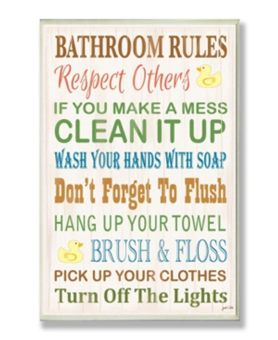 Stupell Industries Home Decor Bathroom Rules Typography Rubber Ducky Bathroom Wall Plaque Art, 12.5" X 18.5" In Multi