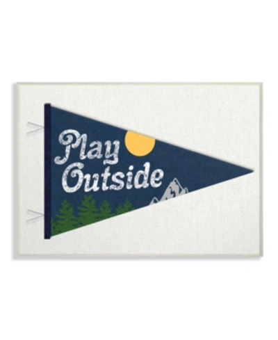 Stupell Industries Play Outside Nature Pennant Blue Wall Plaque Art, 12.5" X 18.5" In Multi