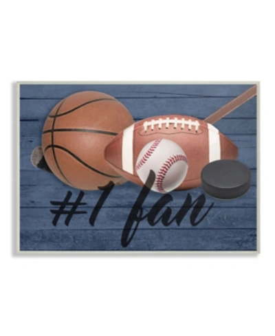 Stupell Industries #1 Fan Sports Plank Wall Plaque Art, 12.5" X 18.5" In Multi