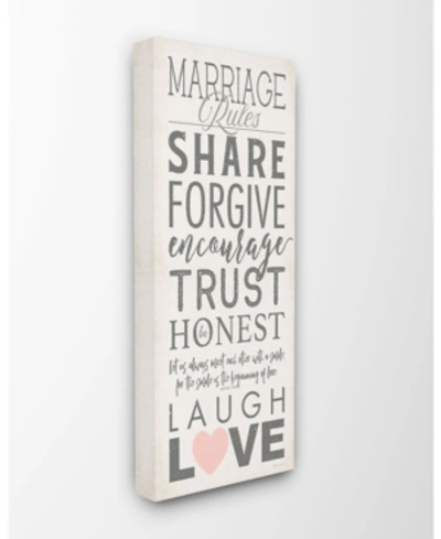 Stupell Industries Marriage Rules Laugh And Love Canvas Wall Art, 13" X 30" In Multi