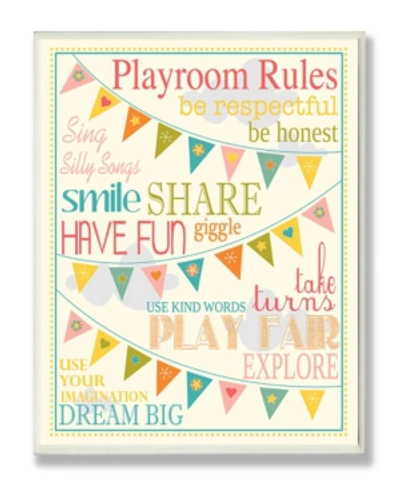 Stupell Industries Home Decor Playroom Rules With Pennants In Pink Wall Plaque Art, 12.5" X 18.5" In Multi