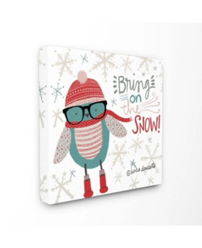 Stupell Industries Bring On The Snow Hipster Penguin Canvas Wall Art, 24" X 24" In Multi